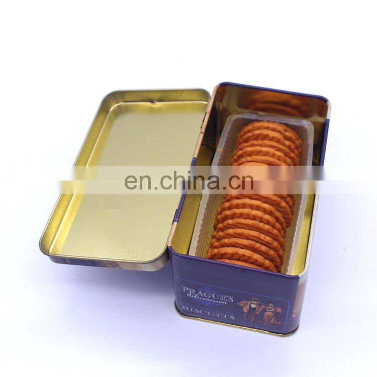 2015 new style rectangular biscuit tin containers with oem custom design