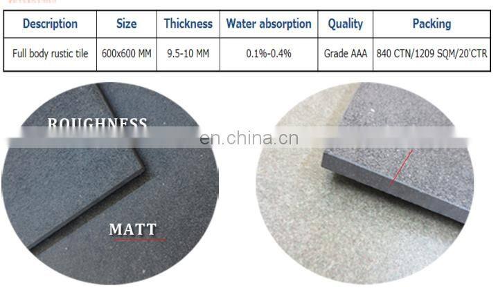 600x600 18mm Thickness Rustic Glazed Tile Car Par Full Polished Glazed Outdoor Garage Villa Tile