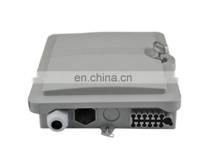 MT-1401 Cheap price pole mount type outdoor waterproof PP plastic 8 core small fiber optic junction box with 1x8 PLC splitter