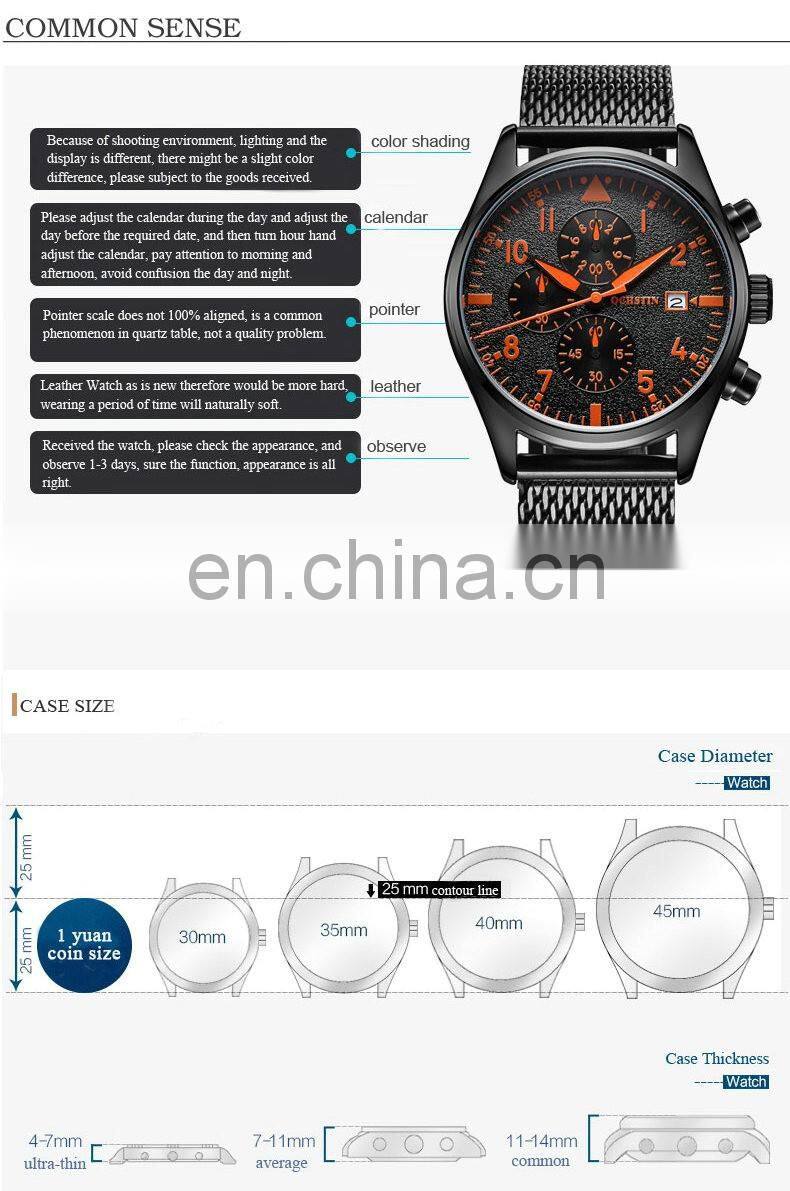 OCHSTIN GQ043B Men Businessman Watches Stainless Steel Metal Quartz Watch Wholesale Wrist