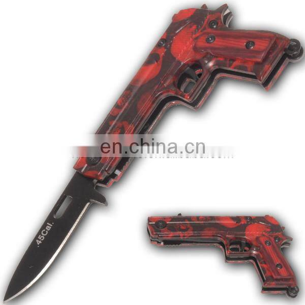 5.9 Inch Gun Shaped Aluminum Handle Mini Folding Camping Cheap Pocket knife