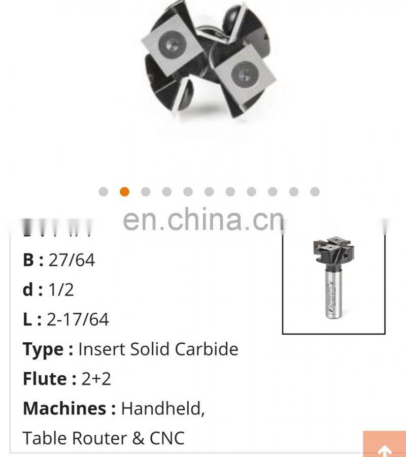 LIVTER replaceable insert blade spoilboard 1-1/2'' Dia. x 1/2'' H x 1/2'' Shank face milling cutter surfacing router bit