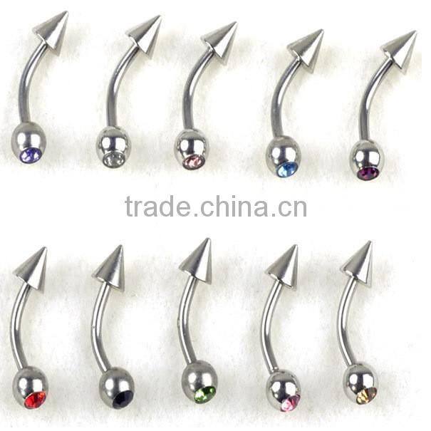 Hot Sale Cheap Lovely Anti-allergy 316L Stianless Steel Colorful Diamond Curve Nose Rings Body Piercing
