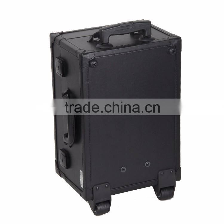 2016 newest design professional pvc trolley makeup display case with 6 lights mirror