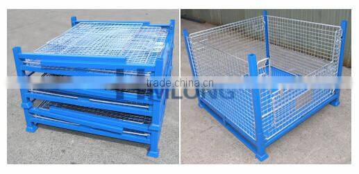 Folding metal steel wire mesh pallet stillage cage box container basket