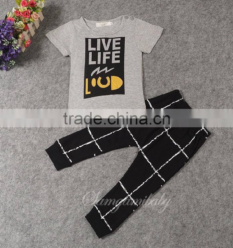 Brand Foreign Trade Children Cloth Wholesale 16073 Summer Ins Letter Child Cloth Boy Haroun Pants Suit