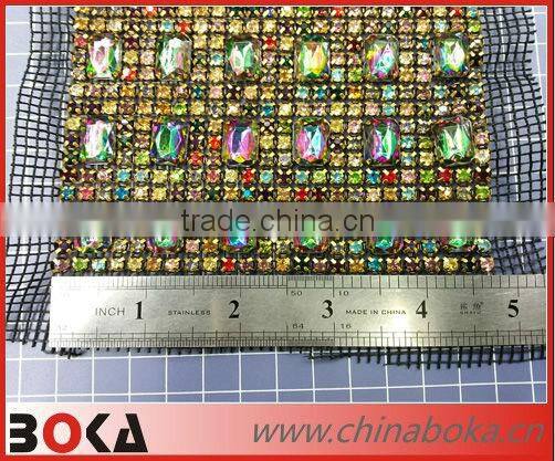 Rhinestones garment lace trim latest design