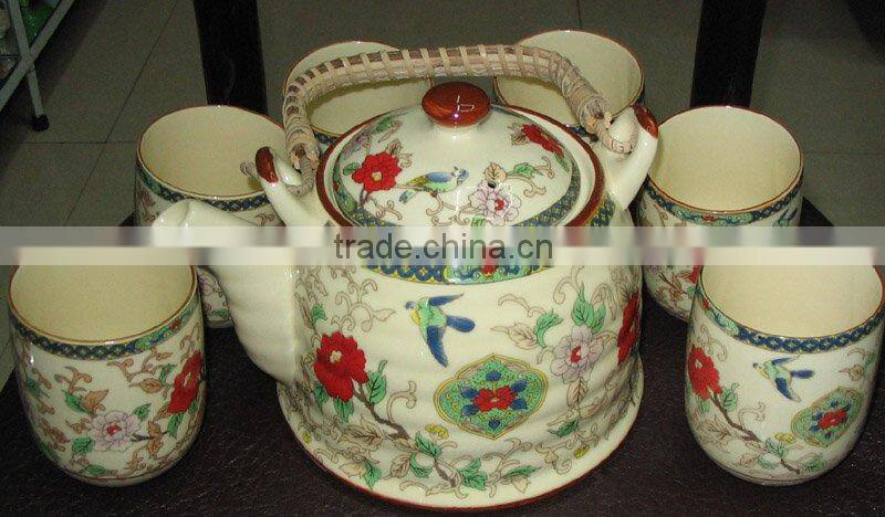 Hot sell ceramic tea pot set with various patterns