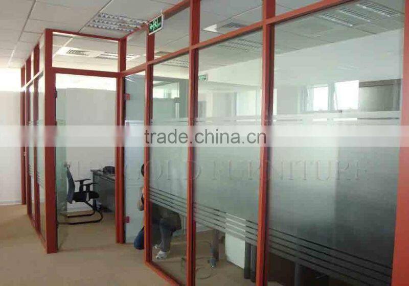 Latest model double glass partition sound proof partition wall with blind curtain inside ( SZ-WSP358)