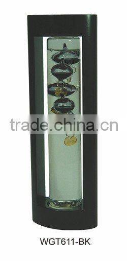 Galileo Thermometer with Wood Frame Purple