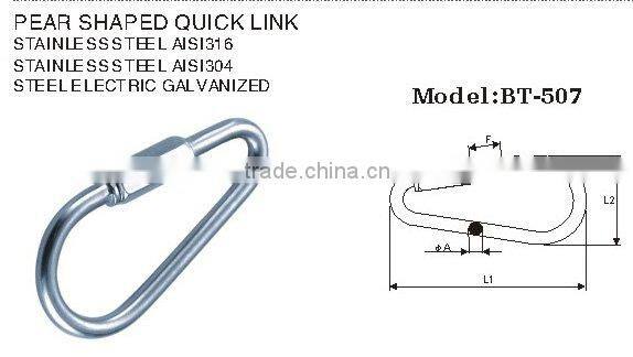 Stainless Steel AISI316 /304 Pear Shaped Quick Link In China Manufacturer Cabinet Rigging Hardware
