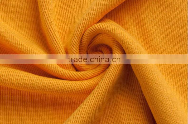 wholesale cotton knitted fabrics rib cuff dress fabric polyester stretch 2 * 2 round-rib fabric