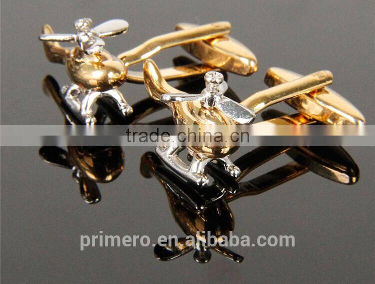 PRIMERO 2015 fashion jewelry aeroplane cufflinks Creative metal cufflinks Gold & silver plated aircraft cufflinks