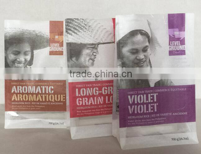 Block Bottom Rice Paper Pouch Bags For Rice Packing