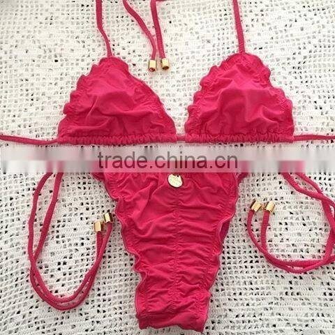 2015 Swimwear Bikini Bathing Suit Push Up Bikini Brazilian Vintage blue bikini