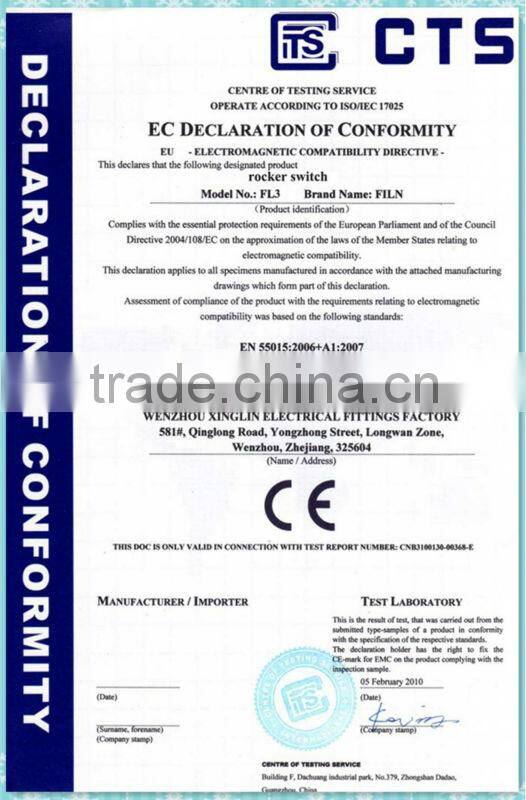 YL3-8 square white on off LED dpdt lighted rocker switch