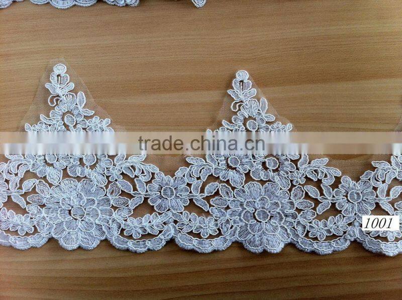 2015 whosale new design bridal cording lace trim