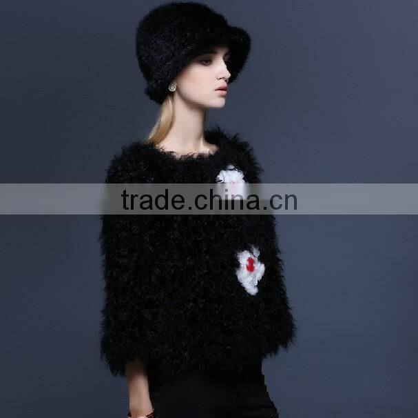 Newest Luxury Wool Fur Coats 2013 European Celebrity Fashion Unique Women Sexy Winter Coats "11"