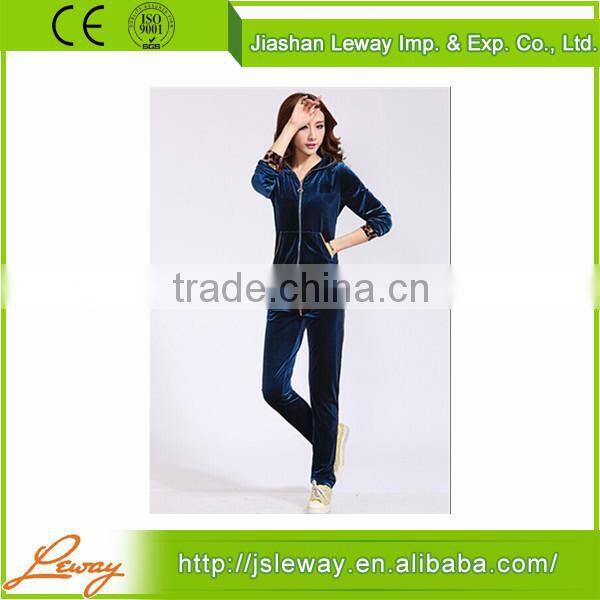 Latest fashion clothing wholesale sportwear women's velour tracksuits