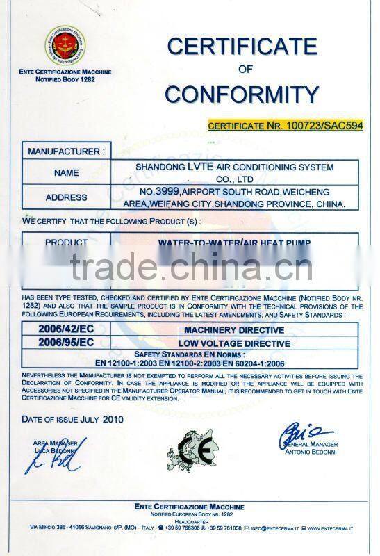 Scroll Compressor Water to Water/Geothermal Ground Source Heat Pump for Heating & Cooling & Domestic Hot Water