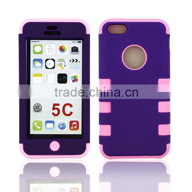 3 in 1 hybrid silicone case for iPhone 5C mobile accessory