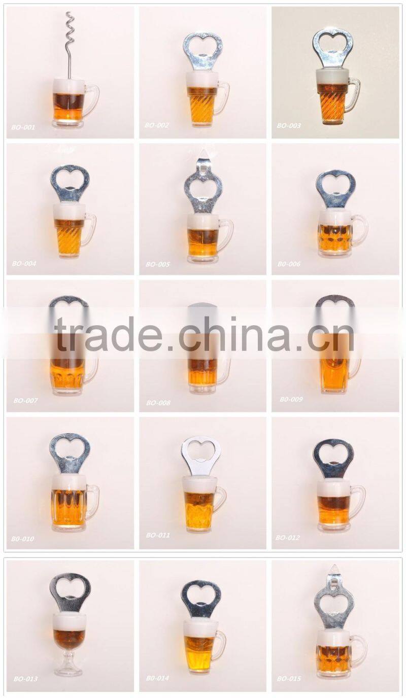 BO-002 New Design 2016 3D Beer Acrylic Bottle Opener Magnet