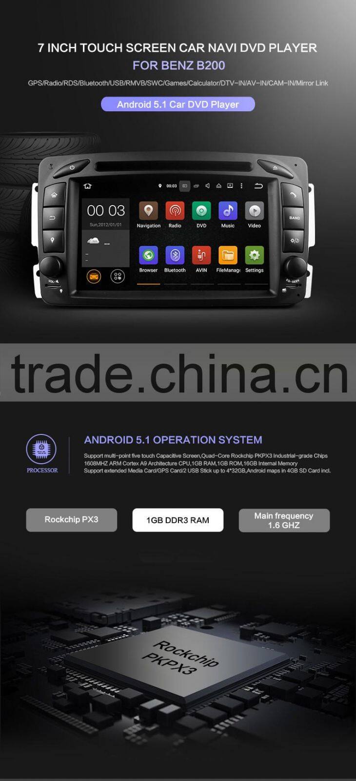 7'' WinMark multimedia car navigation with DVD player audio radio GPS Touch Screen