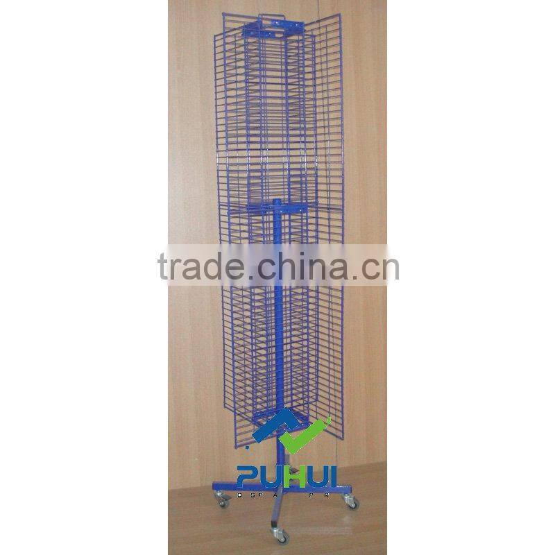 powder coated floor mobile rotating wire mesh stand