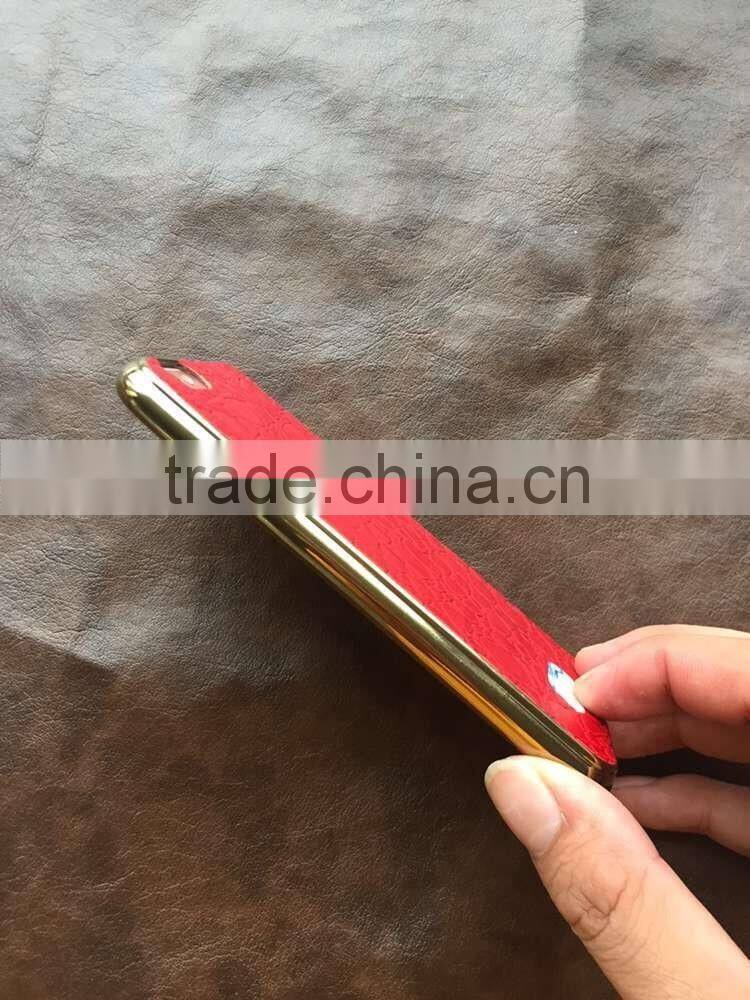 Electroplate TPU+Leather back for iphone 6 6s case with custom logo and high quality