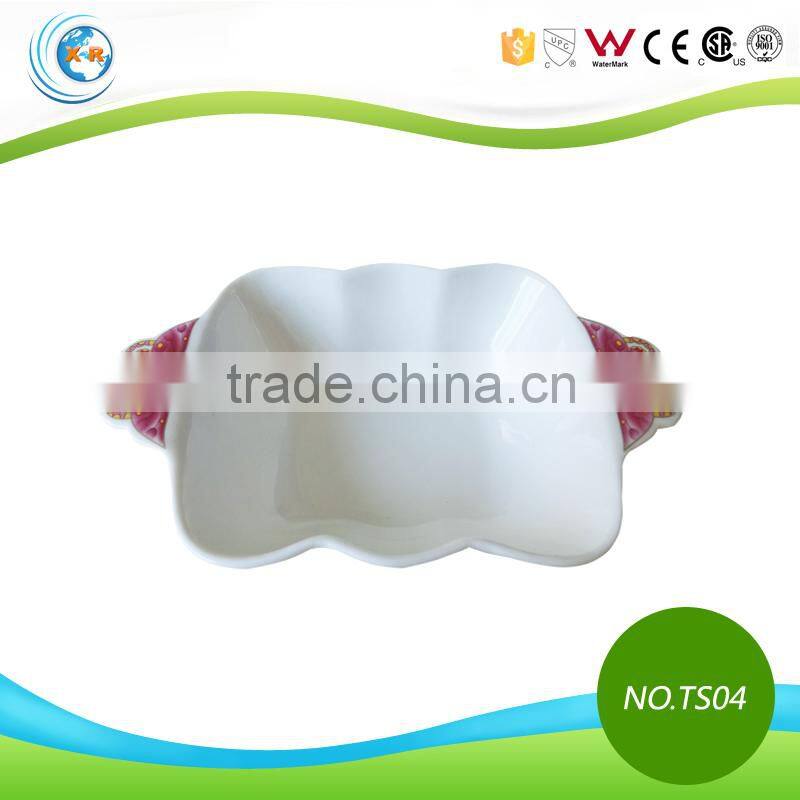 2015 Hot Sale Decal White Ceramic Serving Dish