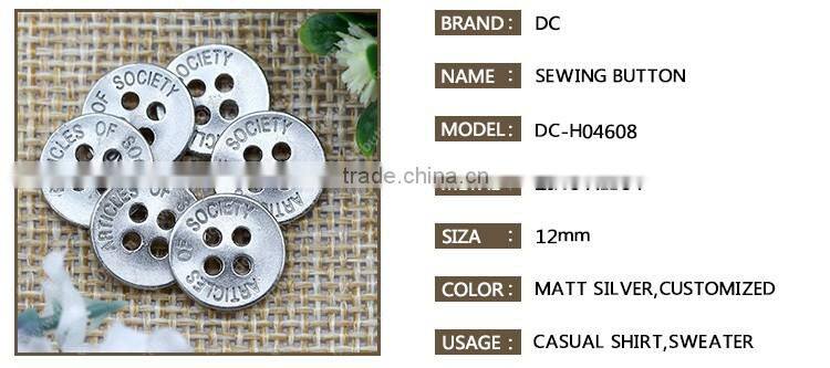 High Quality Four Holes Custom logo sew button for shirt