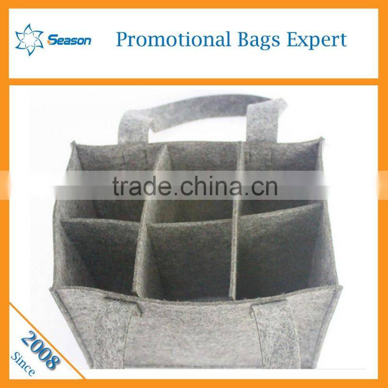 China Factory Direct Selling Portable felt wine bag for 6 bottles