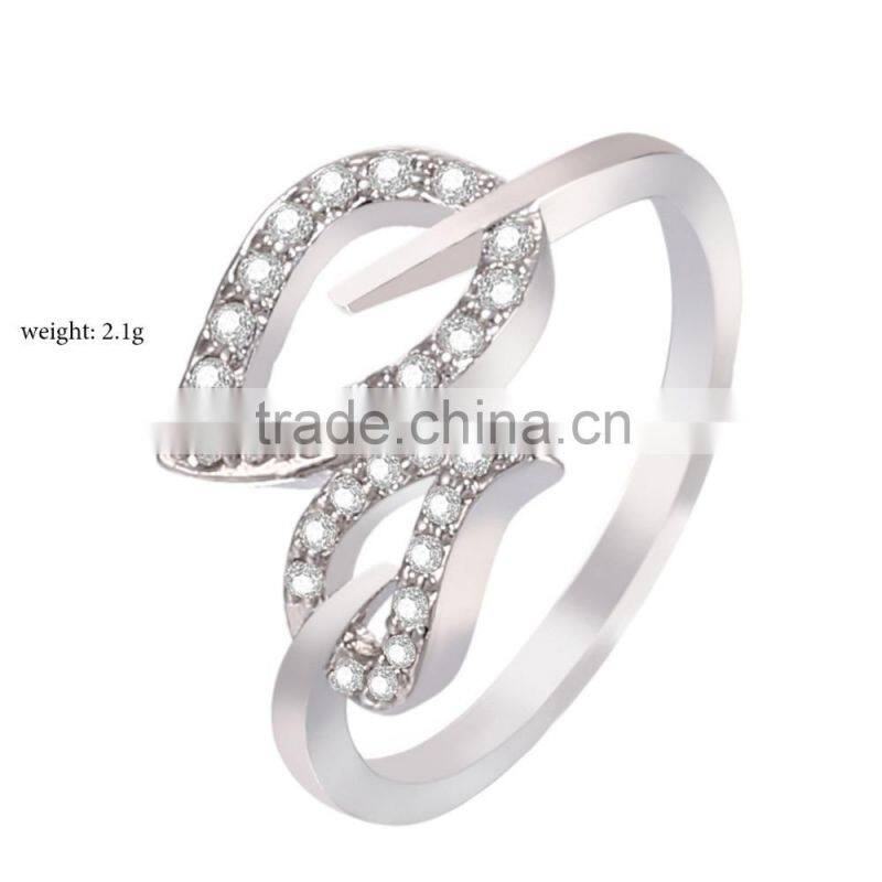 Cute Two Simple Leafs Shaped Women Ring Lovely Gift for Girlfriend