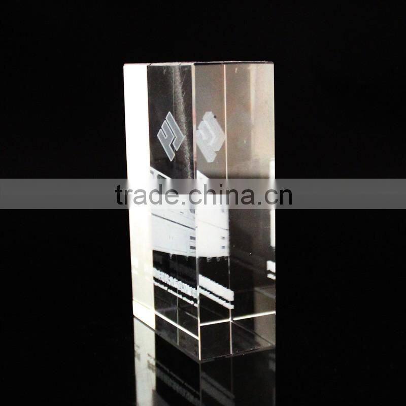 Custom crystal laser engraving cube for 2d & 3d bus image picture