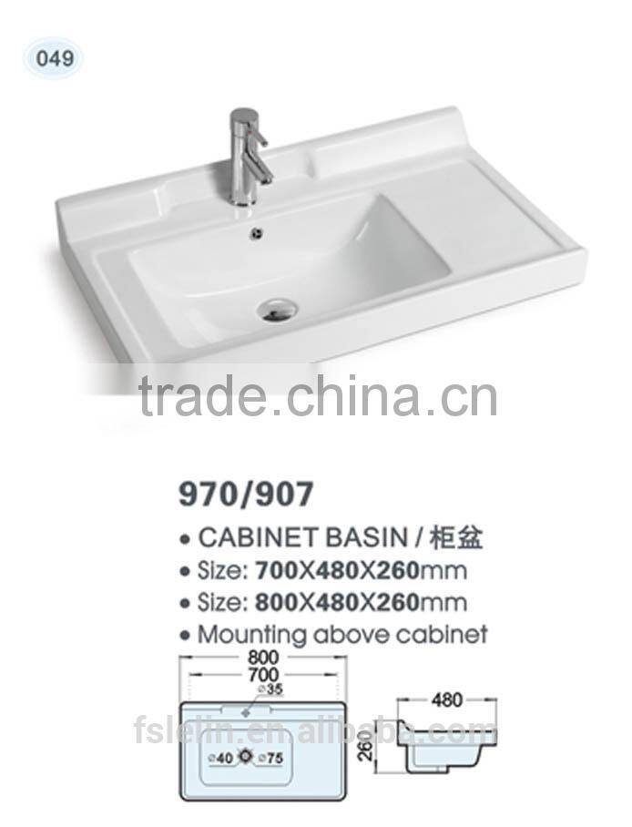 FOSHAN LELIN ceramic L1000mm cabinet basin middle size vanities top bathroom basin of LT-050