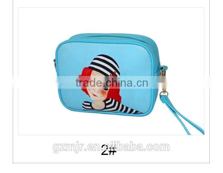 Fashion Cute Cartoon Girls PU cosmetic bags with zipper