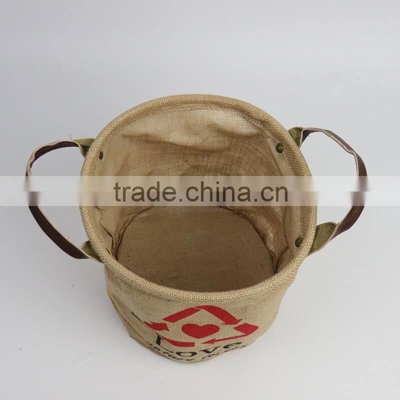 Waterproof Shopping Promotional customised jute round bottom bag