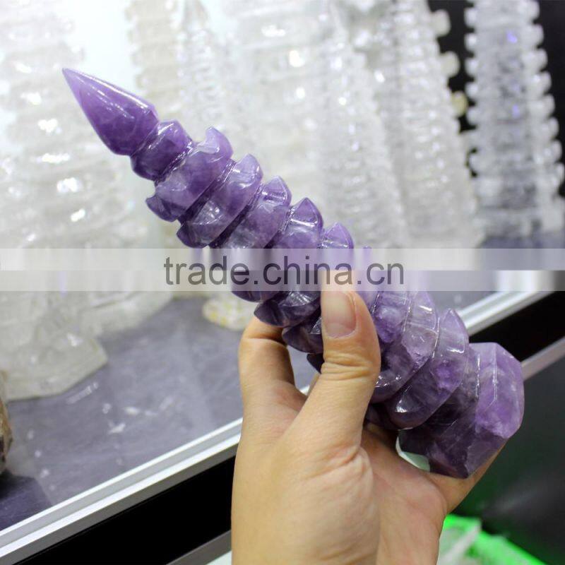 hand carved natural rock amethyst crystal towers