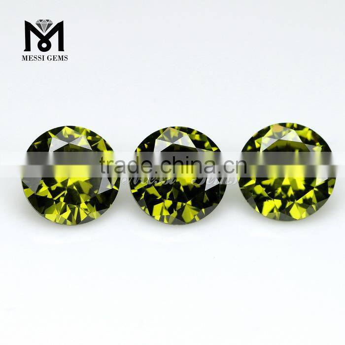 Round 12mm Olive Loose Zircon Stone