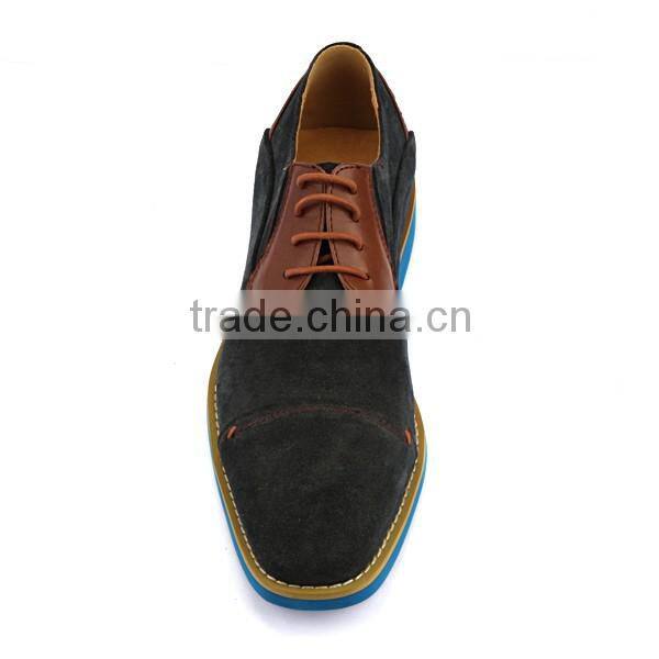 2016 latest design men's dress shoes two materials mix and match men's leather shoes comfortable casual blue outsole men shoes