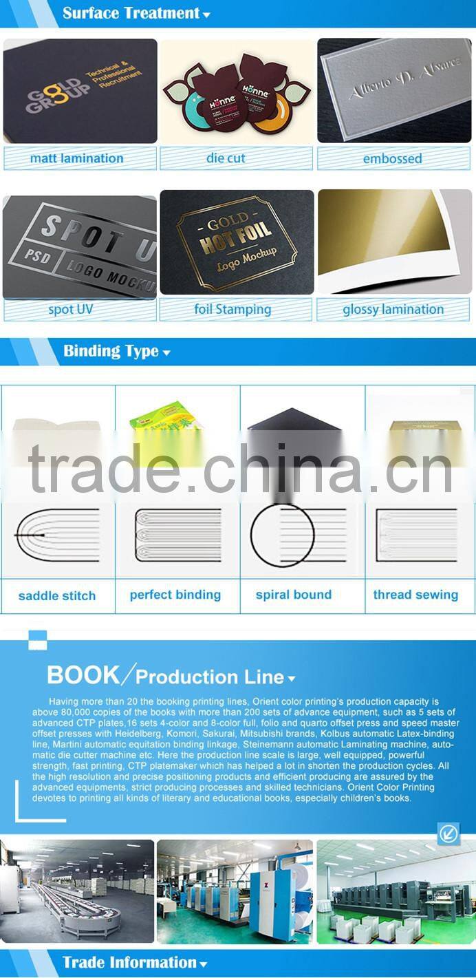 Factory direct full color staple embossed cover book printing