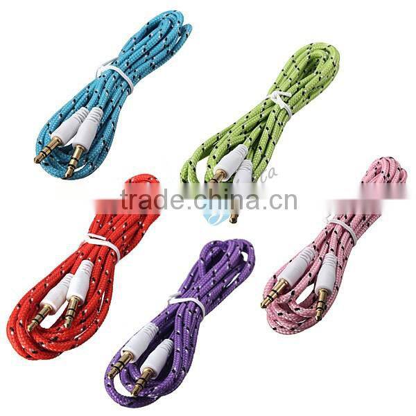 120cm Male To Male Shoelace Flat Braided 3.5mm Audio Cable