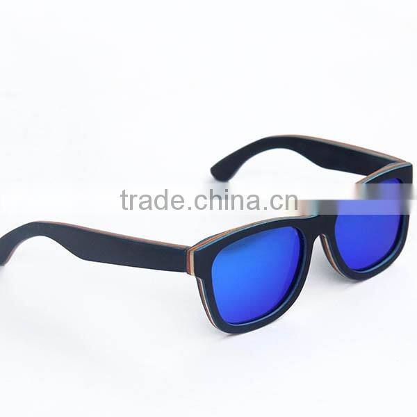 Eco-friendly recycle skateboard wood sunglasses with polarized lens
