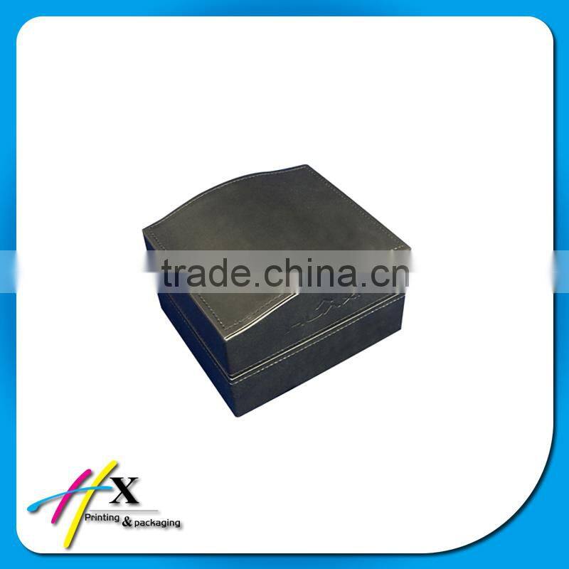 Custom black pu leather cover arc shape wooden single watch box