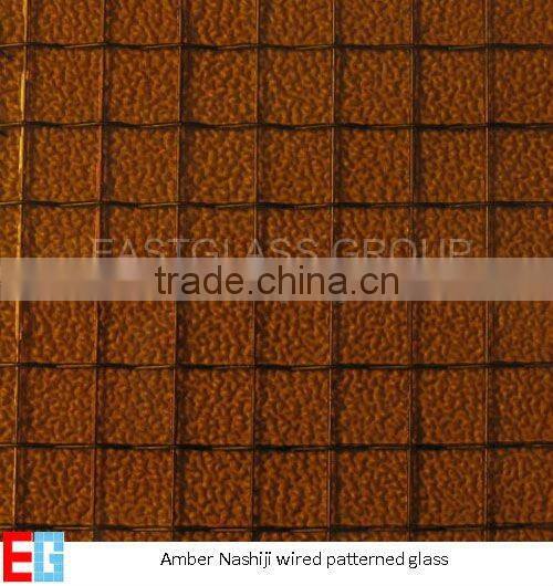 Nashiji wired patterned glass