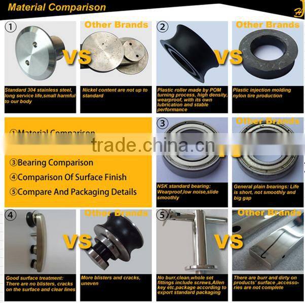 2015 hot sell construction designer glass bathroom door roller