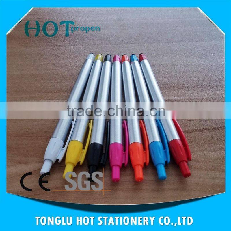 spray silver barrel click ballpen with stylus touch