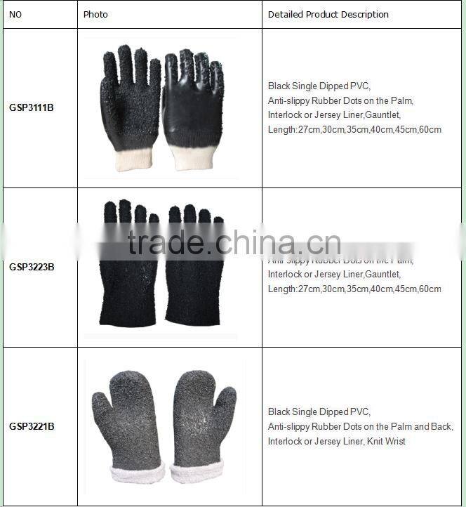 Good quality of the China Rubber Dots Anti-Slip Pvc Glove