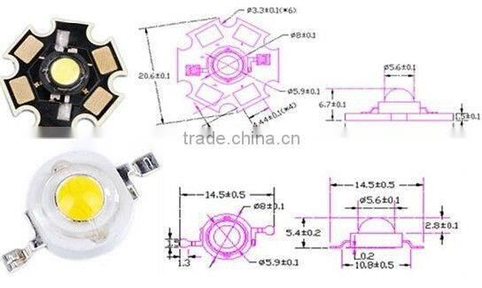 1w power led diode prices 3w power led diode high lumen Bridgelux chip Epistar chip China manufacturer