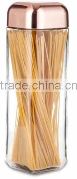 SINOGLASS XL size 1700ml unique square round design with measuring lid glass square round design Storage Jar set